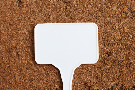 soil texture close up. mock up. coconut briquette with writing boardsの写真素材