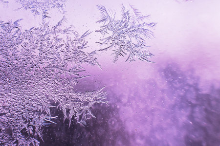 snow pattern on the glass from frost.の写真素材