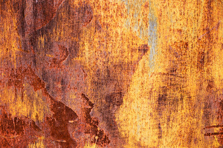 Orande fiery rusty abstract painted metal plate texture and background. texture of grunge old plate...