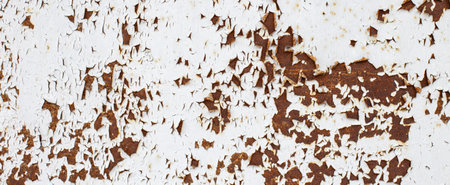 Rusty metal abstract background. Texture of an old grunge metal plate with cracked paint. Rusted...