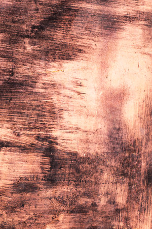 Brown brush stroke painted abstract metal plate texture and background. Rusty color texture of old plate with stained paint.の写真素材