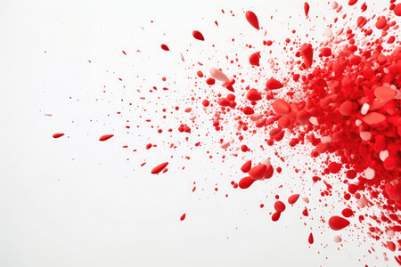 Splash of a white red paint isolated on white background with copy spaceの素材