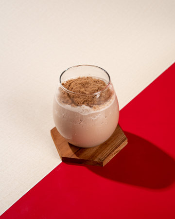 Iced Chocolate or chocolate ice is a cold drink made from chocolate or cocoa powder and sugar, with water or milk and served with ice cubes.の写真素材