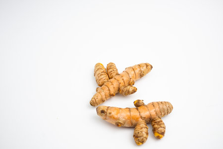 Turmeric is a typical Indonesian spice that is yellow in color. in Groups. typical Indonesian. isolated on white background.の写真素材