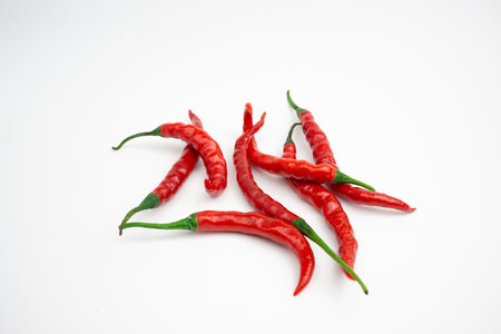 Big red chili. in Group. typical Indonesian. isolated on white background.