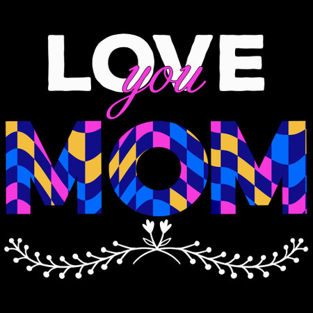Love mom. Mother's day card. Vector illustration on black background.のイラスト素材
