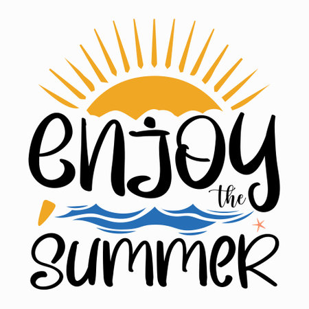 Enjoy the summer. Hand lettering for your design. Vector illustration.のイラスト素材