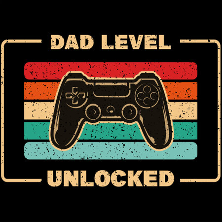 Vintage video game label, emblem, badge, t-shirt print, vector illustration