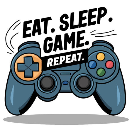 Gamepad with text - Eat Sleep Game Repeat. Vector Illustrationのイラスト素材