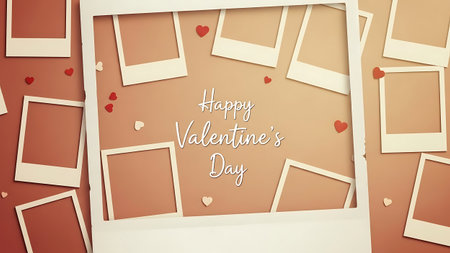 Valentine's day background with photo frame. Vector illustration.の素材
