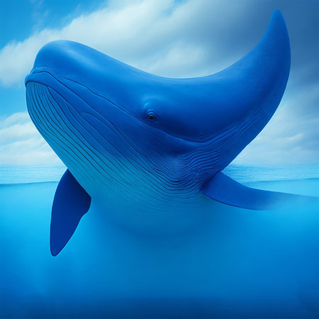 Whale in the ocean. 3D render of whale underwater.の素材