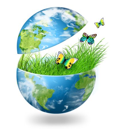 Globe on a white background, environmental energy conceptの写真素材