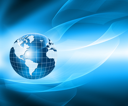 Best Internet Concept. Globe, glowing lines on technological background. Electronics, Wi-Fi, rays, symbols Internet, television, mobile and satellite communications. Technology illustrationの写真素材