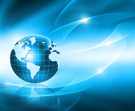 Best Internet Concept. Globe, glowing lines on technological background. Electronics, Wi-Fi, rays, symbols Internet, television, mobile and satellite communications. Technology illustrationの写真素材