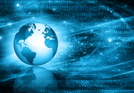 Best Internet Concept. Globe, glowing lines on technological background. Electronics, Wi-Fi, rays, symbols Internet, television, mobile and satellite communications. Technology illustrationの写真素材