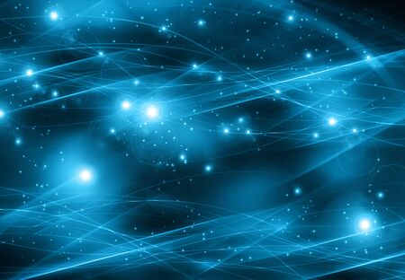 snowflakes and stars blue shining descending on backgroundの写真素材