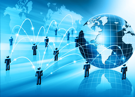 Best Internet Concept. Globe, glowing lines on technological background. Electronics, Wi-Fi, rays, symbols Internet, television, mobile and satellite communications. Technology illustrationの写真素材