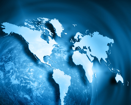 World map on a technological backgroundの写真素材