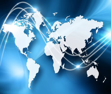 Best Internet Concept. Globe, glowing lines on technological background. Electronics, Wifi, rays,...