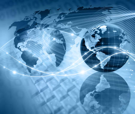 Best Internet Concept of global business. Globe, glowing lines on technological background. Wi-Fi,...