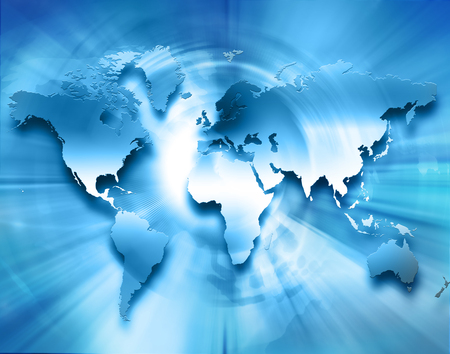 Best Internet Concept of global business. Globe, glowing lines on technological background. WiFi, rays, symbols Internet, 3D illustrationの写真素材
