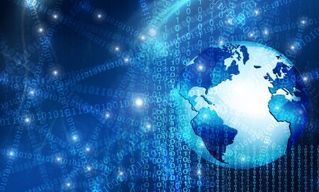 Best Internet Concept of global business. Globe, glowing lines on technological background. Wi-Fi,...