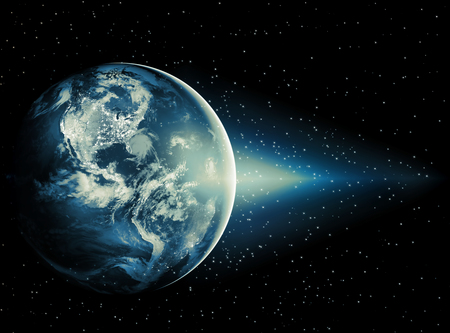 Earth from Space. Best Internet Concept of global business from concepts series. Elements of this image furnished by NASA. 3D illustration. Symbol of travel, internet, technology and communicationの写真素材