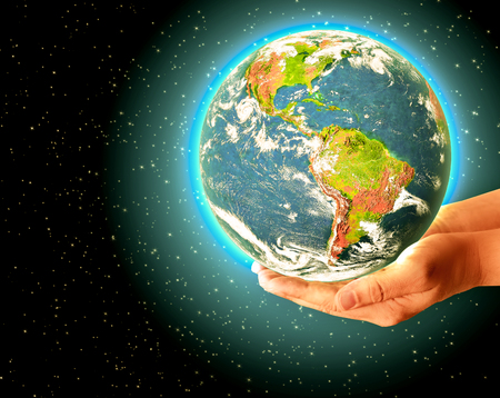 Earth from Space. Best Internet Concept of global business from concepts series.  3D illustration. Symbol of travel, internet, technology and communicationの写真素材