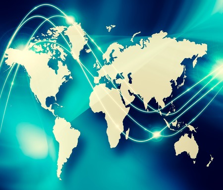 Best Internet Concept. Globe, glowing lines on technological background. Electronics, WiFi, rays, symbols Internet, television, mobile and satellite communications. Technology illustrationの写真素材