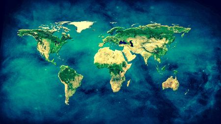 Physical world map illustration.