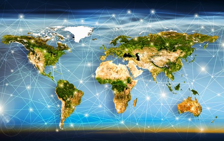 Physical world map illustration.