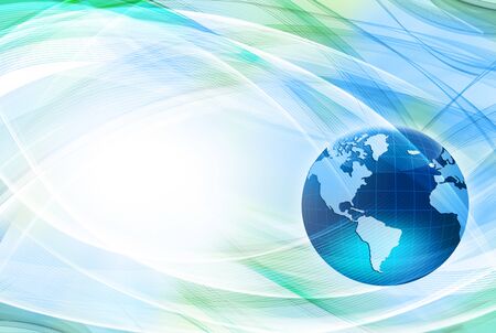 Best Internet Concept of global business. Globe, glowing lines on technological background. Rays, symbols Internet, 3D illustrationの写真素材