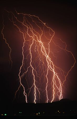 Lightning strikes over SE Arizona, USA. (Tucson).