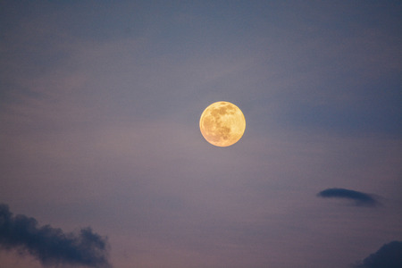 Full moon over Tampa Bay in St Petersburg, Florida.の写真素材