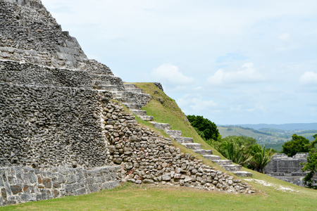 Visiting the Mayan ruins in Belize on vacation.のeditorial素材
