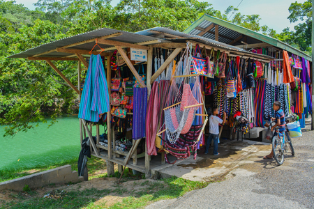 Roadside vendor along the Macal River in Belize.のeditorial素材