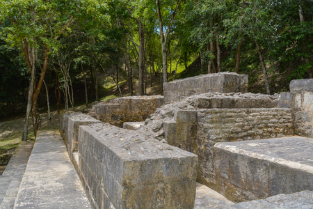 Abstract ancient Mayan ruins of Xunantunich (stone lady) in San Ignacio, Belizeの写真素材
