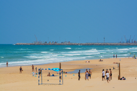 The Mediterranean beach of Ashkelon in Ashkelon, Israel.のeditorial素材