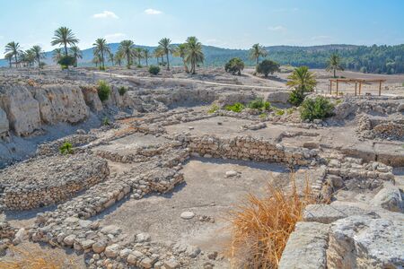 Sacred Temple area at Tel Megiddo National Park, at Jezreel Valley, Israelの写真素材