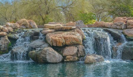 Water fall at Anthem in the Sonoran Desert, Maricopa County, Arizona USAの写真素材