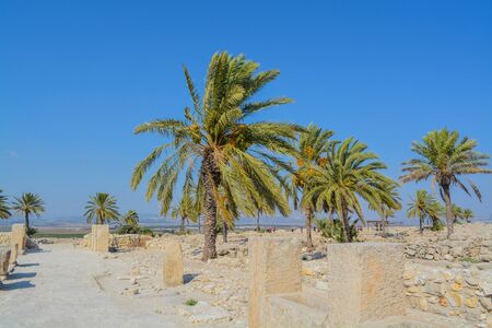 Archaeological remains in Tel Megiddo National Park. At Jezebel Valley, Northern Israelの写真素材
