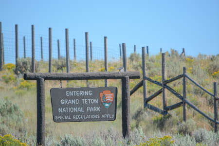 Beautiful view of the Grand Teton Mountains in the Grand Teton National Park, Wyomingの写真素材