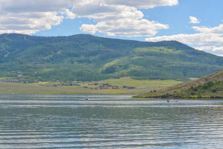 Beautiful view of Stagecoach Reservoir in the Colorado Rocky Mountains.の写真素材
