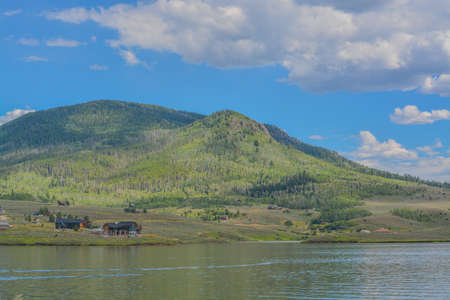 Beautiful view of Stagecoach Reservoir in the Colorado Rocky Mountains.の写真素材