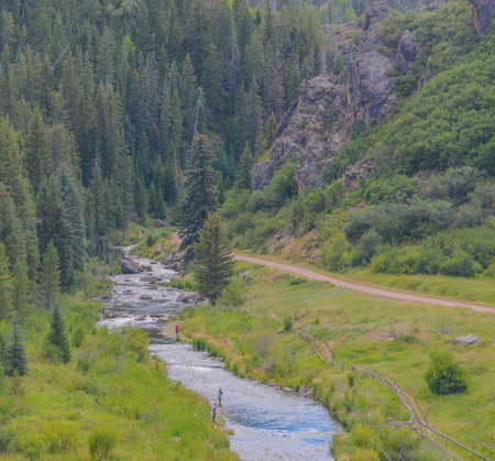The Yampa River is fead from the Stagecoach Gravity Dam. It is a great River for Fisherman. Yampa, Coloradoの写真素材