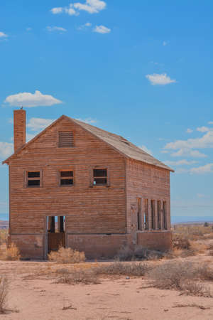 A rundown abandoned wood house in Tuba City Arizona on the Navajo reservationの写真素材