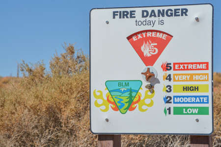 Fire Danger Today Sign in Kanab, Kane County, Utahの写真素材