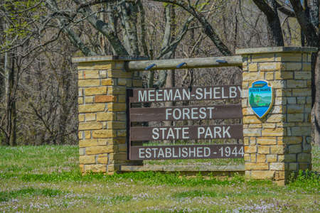 The Meeman Shelby Forest State Park sign in Millington, Shelby County, Tennesseeの写真素材