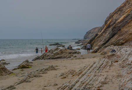Gaviota State Park on the rocky coast of the Pacific Ocean in Goleta, Santa Barbara County, Californiaの写真素材