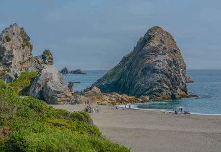 Lone Ranch Beach with a rocky coastline on the Pacific Ocean in Brookings, Curry County, Oregon